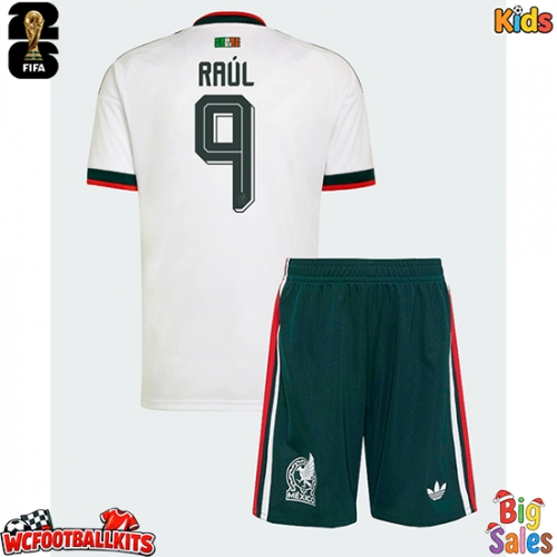 Mexico Raul Jimenez #9 Replica Away Stadium Kit for Kids World Cup 2026 Short Sleeve (+ pants)
